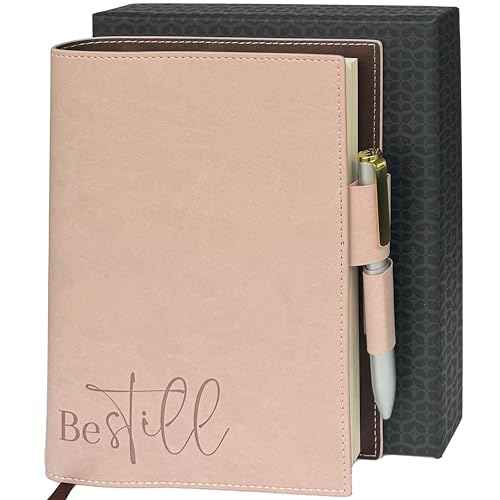 SETTINI¢ç Refillable Christian Journal - Be Still Pink Notebook with Premium Pen, A5 Lined Paper, 8.75 x 6 inches, 256 Pages of 100gsm, Beautiful Gift Box Included - Christmas Gifts