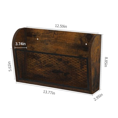 YINMIT Rustic Brown Wall File Organizer 2-Pack - Hanging Office & Home Storage