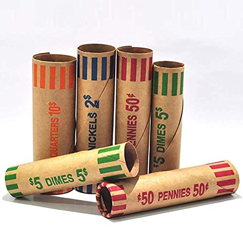 LLIKED 128 Assorted Coin Wrappers Set for Quarters Pennies Nickels Dimes - Safe Seal & Easy Handling