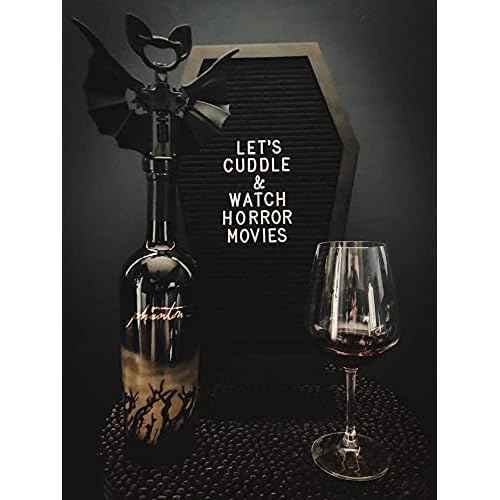 Coffin Letter Board Black +3D Bat Stickers +650 Characters, Spooky & Seasonal Emojis, Wooden Stand - 17x10.5 Inches - Coffin Shaped Goth Decor Sign Witchy Halloween Decorations Gothic Decor Birthday Wedding Home Spooky Gifts