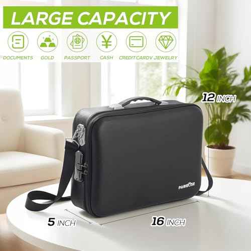 Fireproof Document Box with Combination Lock, Fireproof Water-Resistant Hard Case Safe for Important Documents, Certificates, Laptop, Passports£¨16''x12''x5''