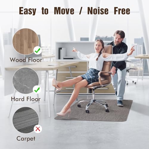 Blvornl Dark Grey Office Chair Mat 36x48 Inches for Hardwood Floors, Anti-Slip PVC
