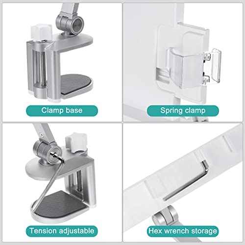 PATIKIL Book Stand for Reading, Metal Reading Rest Book Holder with Page Clips, Height Angle Adjustable, 360¡Æ Rotating Arm Suitable for Sheet Music, Laptop