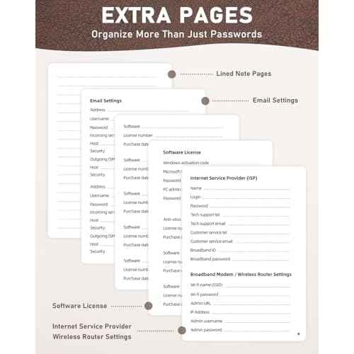 WEMATE Password Book with Alphabetical Tabs, Spiral Password Keeper Book for Seniors, Internet Password Notebook Password Journal Logbook Log in Detail, Small ? 4.7''x 6'' (Brown)
