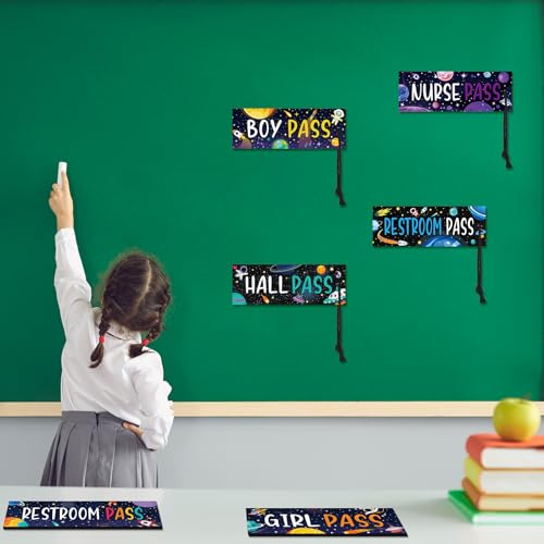 Tellegloww Space Themed Magnetic Hall Passes Set - Starry Sky Design, 8 pcs