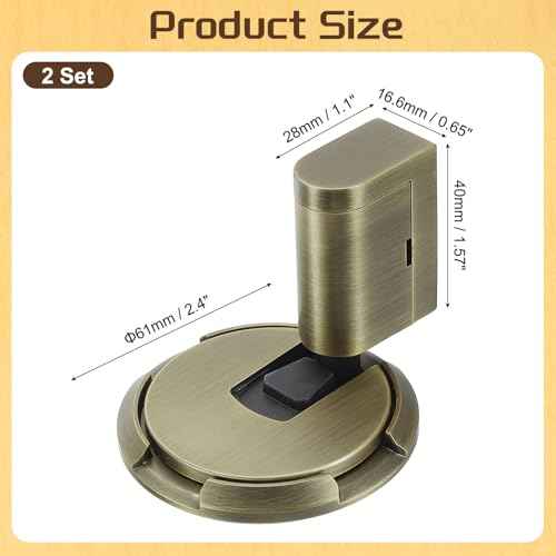 uxcell 2Pcs Magnetic Door Stopper, Silent Magnetic Floor Door Stop with Adhesive, Mechanical Floor Door Stop Shock Absorbing for Bedroom Office Bathroom, Bronze