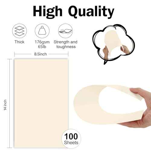 8.5x14 Cream Cardstock, 65lb Legal Size Card Stock 100 Sheets, Goefun Heavyweight Cardstock Printer Paper for Arts and Crafts, Posters, Brochures, Menus, Cards, Covers