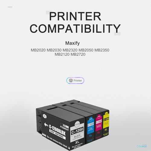 1200XL Ink Cartridge Replacement for Canon PGI-1200XL 1200 XL PGI 1200XL use with MB2720 MB2020 MB2320 MB2120 Printers (BK/C/M/Y)