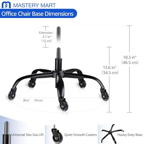 MASTERY MART Office Chair Base Replacement Bundle ? Heavy Duty 352 lbs, Smooth Rolling on All Floors, Swivel Base with Caster Wheels & Gas Lift Cylinder, 4.7'' Travel Length