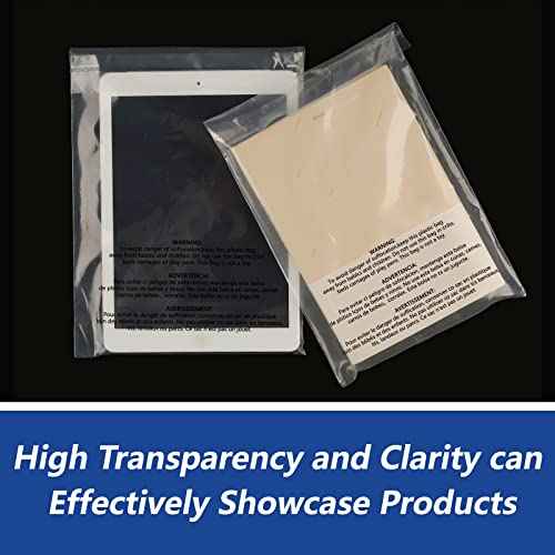 6" x 9" (100 Count) Self Seal Clear Poly Bags with Suffocation Warning for Packaging, Shipping, Clothing, Shirts & FBA - Resealable Adhesive