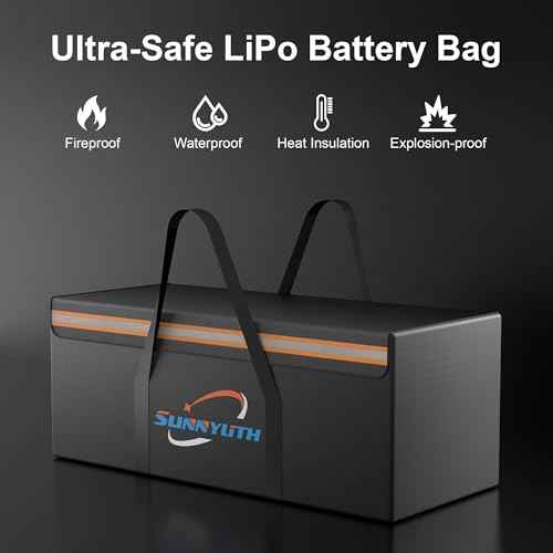 12V 200Ah LiFePO4 Lithium Battery Fireproof Safe Bag, Large Capacity Explosion-proof Lipo Battery Bag for Charging and Storage, Waterproof Box for Documents and Valuables - 22¡¿9¡¿9.5in