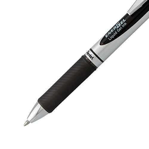 Pentel EnerGel RTX Retractable Liquid Gel Pen, (0.7mm), Medium Line, Metal Tip, Black Ink, Pack of 2 (BL77BP2A)
