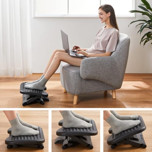 HUANUO Adjustable Foot Rest with Massage Surface & Tilt - Black 17.13x13.19 Inch