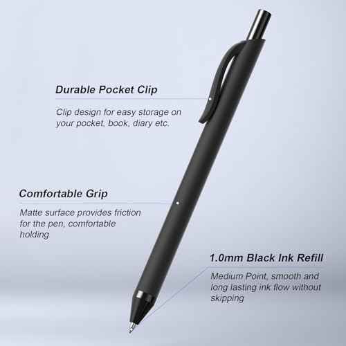 108 Pack Black Pens - Bulk Pens 1.0mm Medium Point Ballpoint Pens Smooth Writing No Bleed Retractable Black Ink Pen