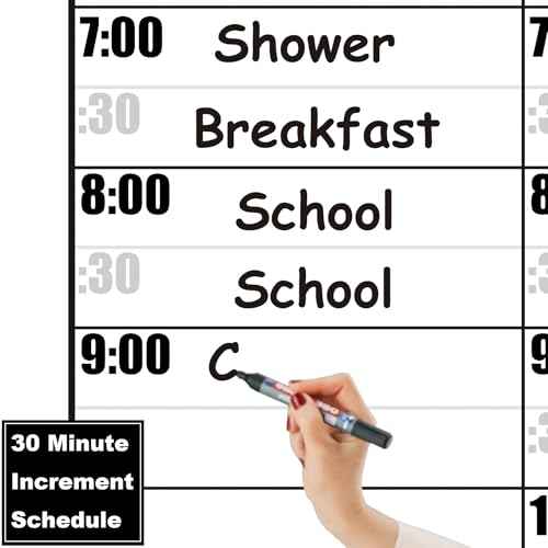 36x45 Inch Large Dry Erase Weekly Wall Calendar 24 Hour Time Slots And 24x36 Inch Big Monthly White Board Planner Combo For Work,Home Office,Jumbo Weekly Homeschool Calendar 30 Minute Increments