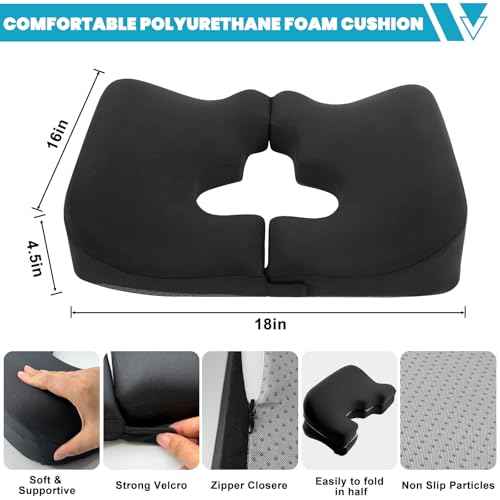 4.5" Donut Pillow for Tailbone Pain, 100% Memory Foam Bedsore Pressure Relief Pillow, Thick Anti Bedsore Cushion - T Shaped Opening Tailbone Pillow - Dark Grey