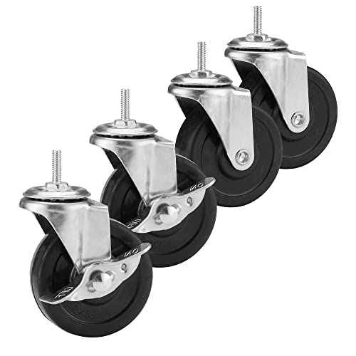 Caster Wheels for Organization & Storage Shelving, Set of 4, Casters for Metal Shelf Organizer, Replace Wire Rack Shelf Clothing Rack Leveling Feet or Plastic Wheel
