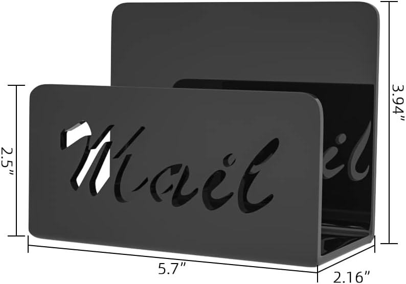 Wishacc Mail Organizer - Stylish Desktop Letter Holder for Home & Office | Black Countertop Design