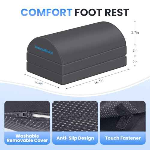 Foot Rest for Under Desk at Work, Gaming Accessories Foot Stool with 3 Adjustable Heights & Washable Cover, Comfortable Office Desk Accessories, Footrest for Office, Home and Car (Gray)