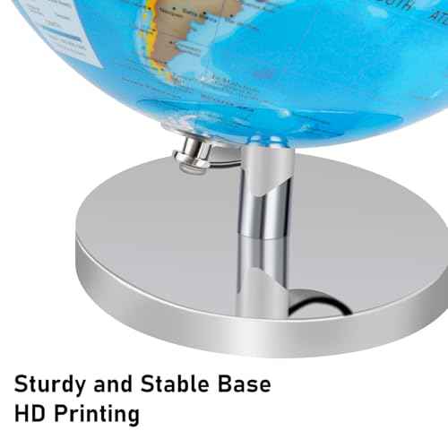 9'' Globe for Children World Globe with Stand Rewritable Easy-Read High Clear Map Earth Globes for Adults, Educational Interactive Globes for Kids Learning STEM Toy Present for 3+ Years Old