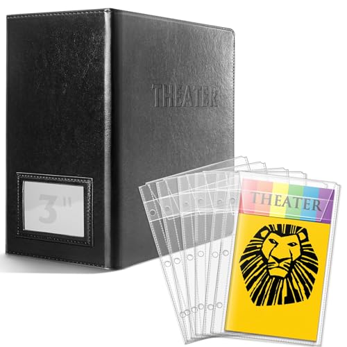 tutata 3 inch Binder with Sleeevs, for Broadway and Theatre Program, Theater Program Holder with Cover, 40 Sleeves, Fits 5.5 ¡¿ 8.5 Programs from Mid 1980s to Modern