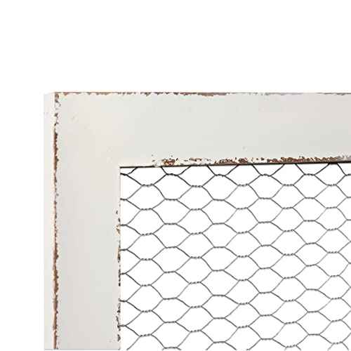 SOFE Chicken Wire White Framed Bulletin Boards for Walls, Wooden Grid Shelf for Jewelry Organizer, Decorative Notice Memo Board or Vision Board, Hanging Photo Display Board for Home Office Wedding