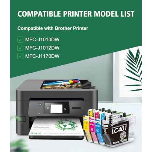 LC401 Ink Cartridges Replacement for Brother Printer Ink LC401 LC 401 Compatible with LC401 Ink Cartridges for Brother Printer MFC-J1010DW MFC-J1170DW MFC-J1012DW, 4PK£¨Black/Cyan/Magenta/Yellow