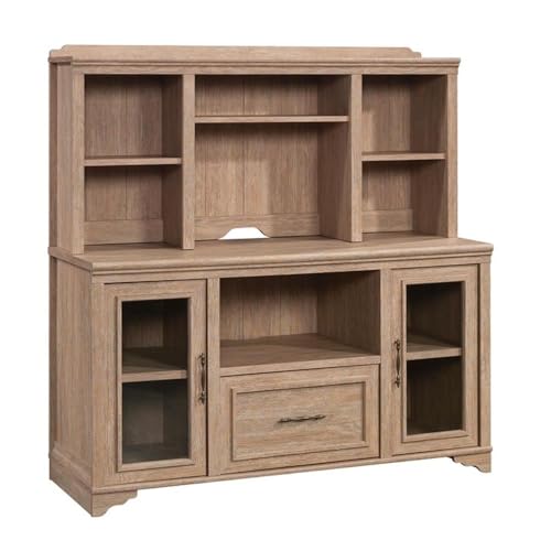 Sauder Rollingwood 54" Hutch in Brushed Oak for Credenza or Writing Desk