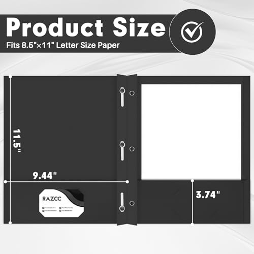 50 Pack Two Pocket Folders With Prongs, 3 Prong Folders Fit Letter Size Paper, File Folders for School Office Home Business, Black