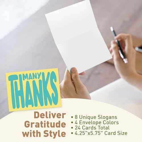 S&O Set of 24 Cute Appreciation Cards with Envelopes - 8 Unique Appreciation Card Designs - Thank You Cards for Coworkers, Employee, Teachers, Recognition & Gratitude, 4.25¡±x5.75¡±