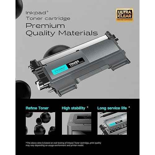 Compatible TN450 Toner Cartridge High Yield Replacement for TN420 TN-450 Work with HL-2280DW HL-2270DW HL-2230 MFC-7360N MFC-7860DW DCP-7065DN Intellifax 2840 2940 (4 Black)