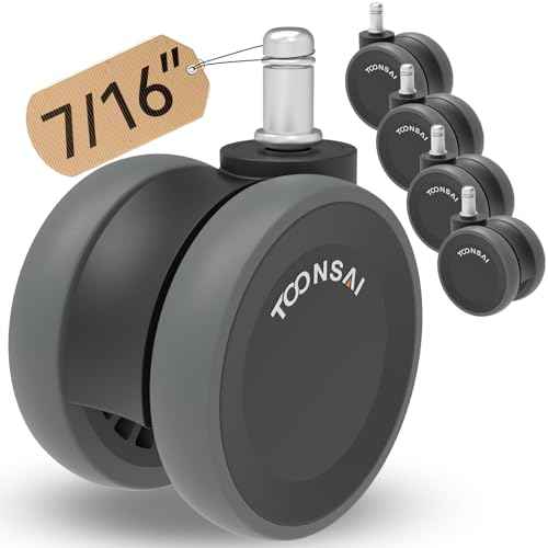 3 Inch Office Chair Wheels Replacement, (Stem 7/16-7/8) Set of 5 - Dual Wheel Heavy Duty 660LB Office Caster, Ultra Quiet Double Rubber-Like Wheel for Hardwood Floors and Carpets, Not for 1KEA Chairs