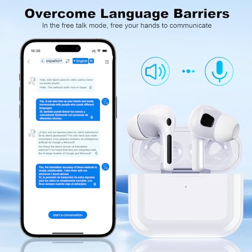 Samildanach Translation Earbuds Real Time 144-Language Ai Translator Earbuds with 8-Language Offline 3 in 1 Wireless Translation Headphones with App for Travel Business Learning(SM-203)