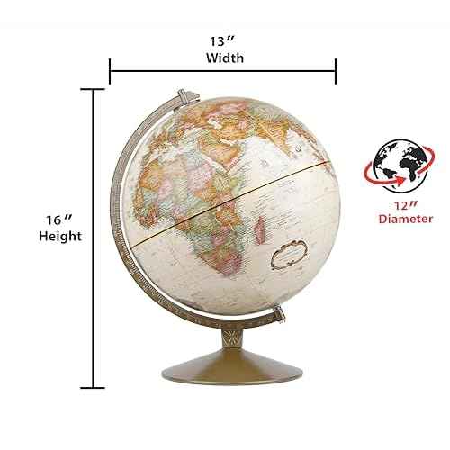Replogle Globes Franklin World Globe, Antique Ocean, 12-Inch Diameter,Over 4,000 Place Names