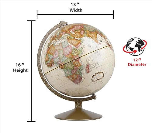 Replogle Franklin World Globe Antique Ocean 12-Inch Desk Globe Off-White