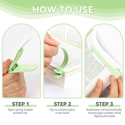 6 PCS Automatic Bookmark, Smart Bookmarks for Women Men Book Accessories Silicone Book Mark Bible Book Markers Book Marks for Reading Book Lovers Gifts Bookish Gifts Birthday Party Favors for Kids, C