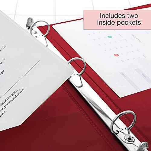 BAZIC Products 3 Ring Binder 1/2" Economy View Binders Organizer - Burgundy, Round Ring, Hold 100 Sheets Paper, for School Office Home, 12-Count
