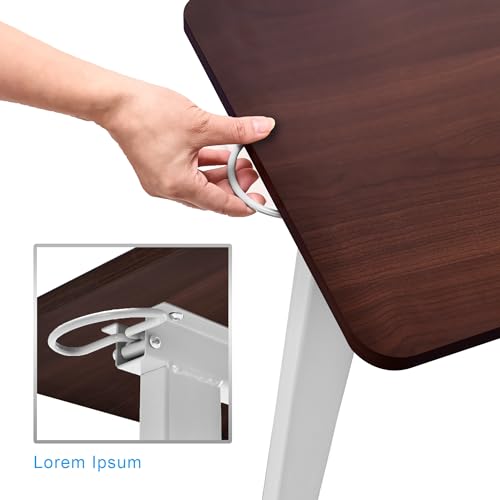 Hospital Bed Table on Wheels Adjustable Height 32–41.5 in, 31.5 x 15.5 in Walnut Brown - Skuehod