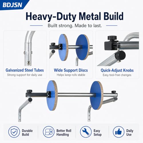 BDJSN 30cm Wall Mount Foam Wrap Roll Dispenser Galvanized Steel Packaging Holder