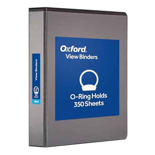 Oxford Ring Binders, 1.5" Round Ring Binders, View Binder, Covers on 3 Sides, XtraLife Hinge, Non-Stick, PVC-Free, Black, 350 Sheet Capacity (1002548)