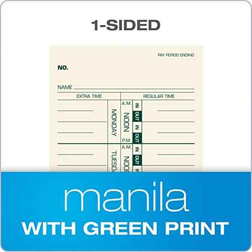 TOPS Weekly Employee Time Cards - One Sided Time Tracking Cards, Green Ink Print, 9" x 3.5", Manila Stock, Payroll Attendance Record, Ideal for Small to Large Businesses - 500 Cards (Pack of 1)