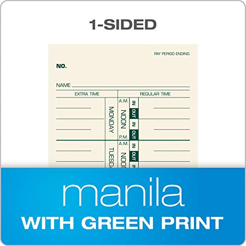 TOPS Weekly Employee Time Cards - 3-1/2 x 9 Inches, Green Ink, Manila Stock, Pack of 500