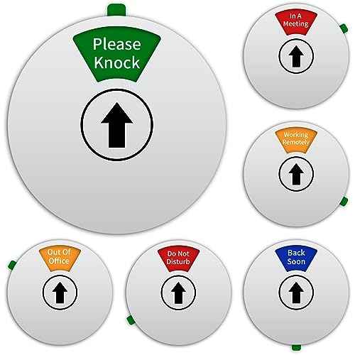 Office Door Sign- Do Not Disturb/Out of Office/Please Knock/In a Meeting/Working Remotely/Back Soon, Rotating Privacy Door Sign Conference, 6 Inch, Silver