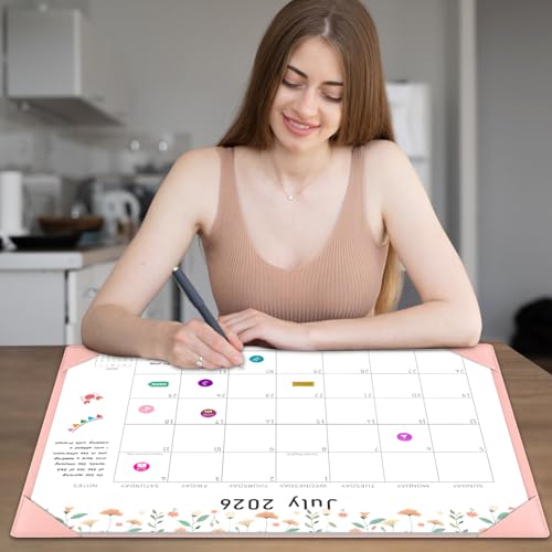Gannyfer Desk Calendar 2026, Large 2026 Desk Calendar 22" x 17", Now to December 2026, 18 Monthly Pink Desktop Calendar 2025-2026 for Planning and Organization at Home, Office or School(6 Stickers Included)