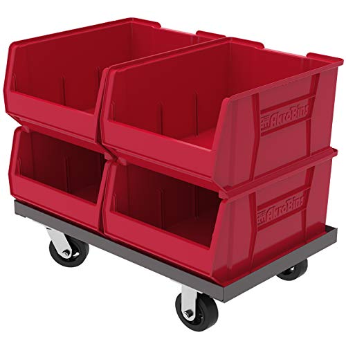 Akro-Mils 30289 Super-Size AkroBins Plastic Storage Bins, Space-Saving Stackable Bins for Garage, Classroom, Warehouse Organization, 24-Inch L x 18-Inch W x 12-Inch H, Red, 1-Pack