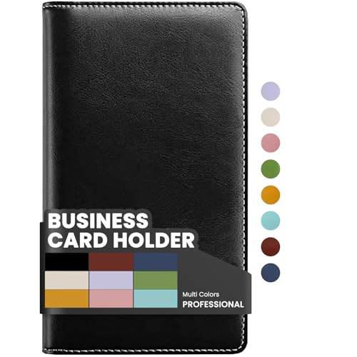 Sooez Leather Business Card Holder Organizer Black Classic Style, Fits 240 Cards