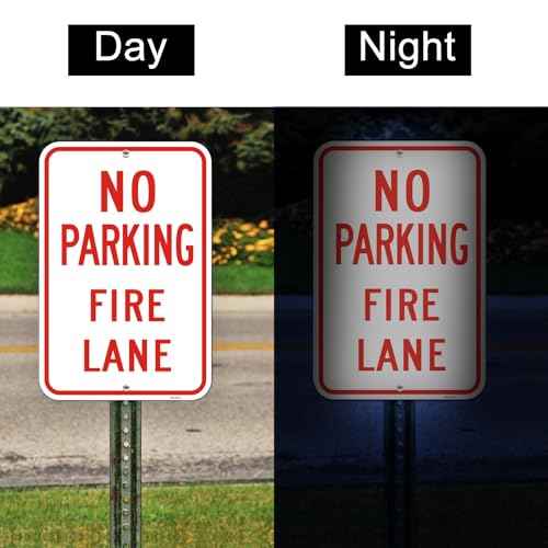 Large (4 Pack) No Parking Sign, 12x18 Inches Fire Lane Sign, Engineer Grade Reflective Rust Free Aluminum, 2 Pre-Drilled Holes Easy to Mount