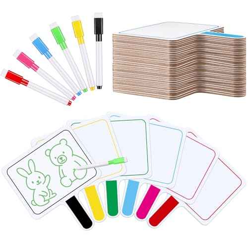 Henoyso 48 Pcs Dry Erase Answer Paddle with Markers Handheld Double Sided Paddles Colorful Flip Answer Dry Erase Paddles White Boards for Students Kids Score Boards Teacher (Rectangle Classic)