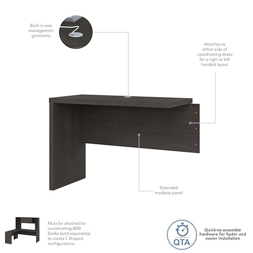Bush Echo Desk Return/Bridge Charcoal Maple – 42W x 20D x 30H, for Echo Desks