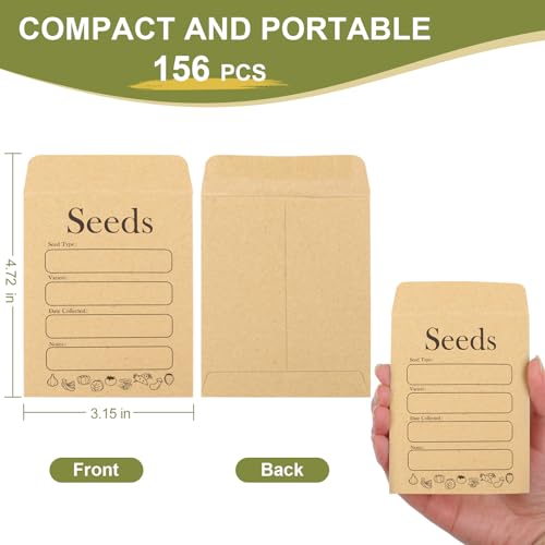 Seed Envelopes 156 Pack 3.15 x 4.72 Inches Kraft Self-Sealing Seed Storage Packets